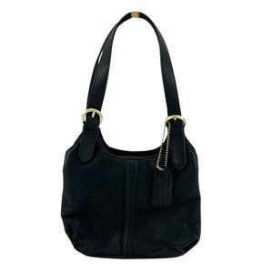 Vintage St John's Bay Mini Hobo Shoulder Bag Black Leather Multi Compartment Y2K